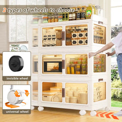 Stackable Storage Bins with Lids，Storage Bins With Wheels For Bedroom, Kitchen