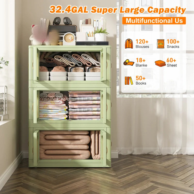 Snhomee Stackable Storage Bins with Lids and Wheels