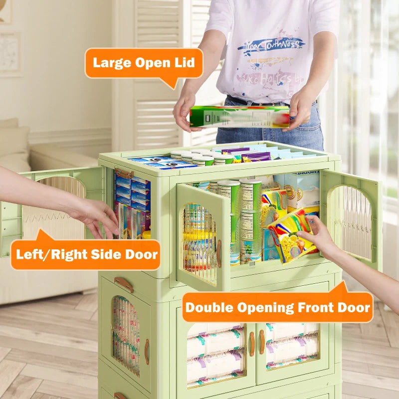 Snhomee Stackable Storage Bins with Lids and Wheels