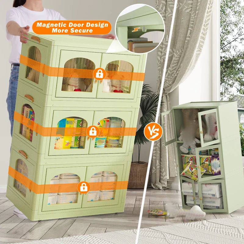 Snhomee Stackable Storage Bins with Lids and Wheels