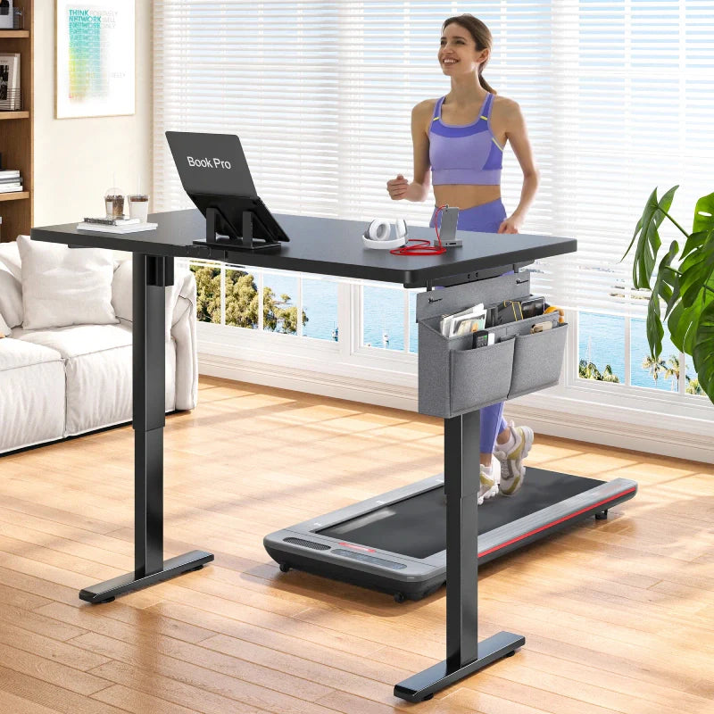 56x24 Electric Standing Gaming Desk with LED Lights, Adjustable Ergonomic Home Office Desk for Bedroom