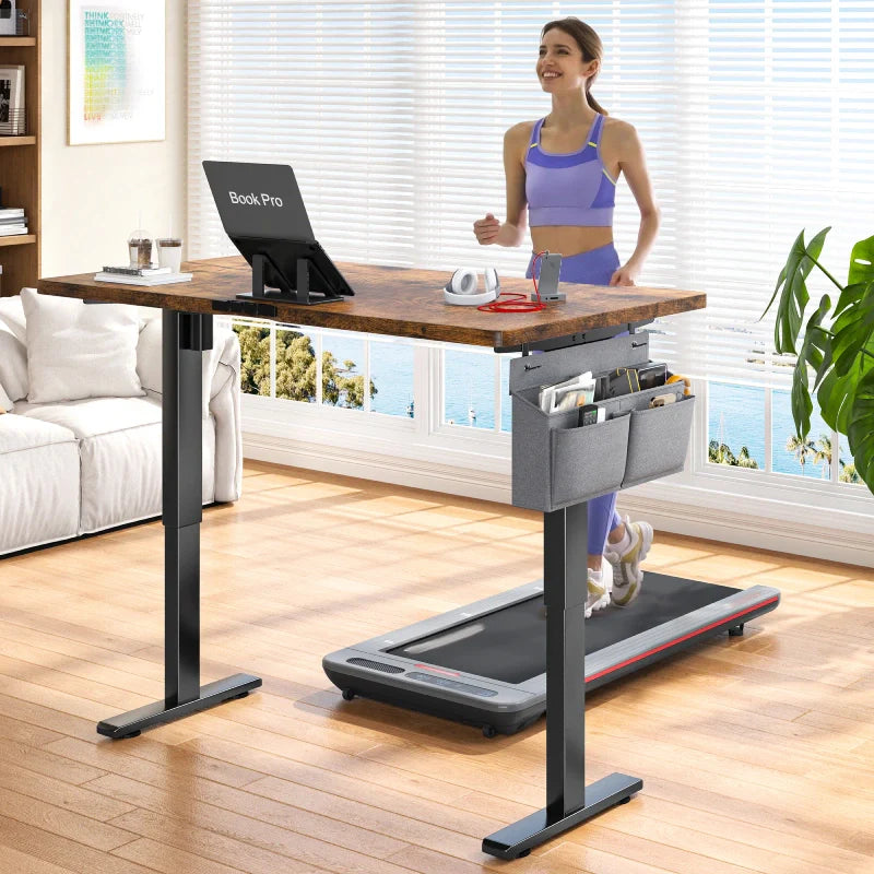 56x24 Electric Standing Gaming Desk with LED Lights, Adjustable Ergonomic Home Office Desk for Bedroom