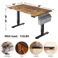 56x24 Electric Standing Gaming Desk with LED Lights, Adjustable Ergonomic Home Office Desk for Bedroom