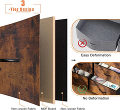 Tall Fabric Dresser for Bedroom with 16 Deep Drawers, Chests of Drawers for Bedroom, Living Room, Wood Top Metal Frame, Storage Drawer for Closet Entryway, Highboy-Furniture > Dresser-Brown-snhomee