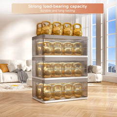 13.2" Stackable Foldable Storage Bins with Lids – Space-Saving & Easy to Use for Toys, Clothes