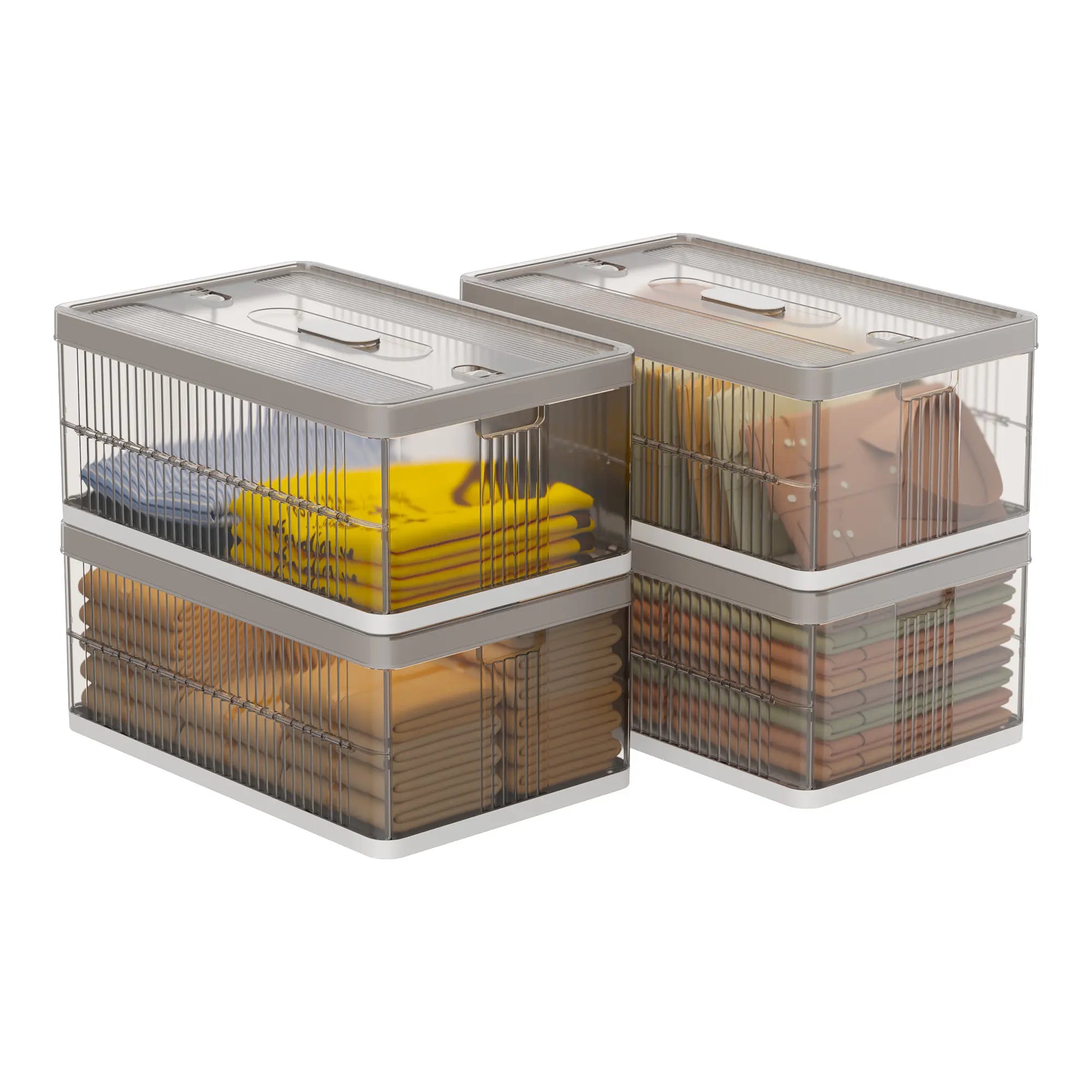 13.2" Stackable Foldable Storage Bins with Lids – Space-Saving & Easy to Use for Toys, Clothes