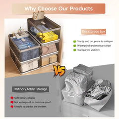 13.2" Stackable Foldable Storage Bins with Lids – Space-Saving & Easy to Use for Toys, Clothes