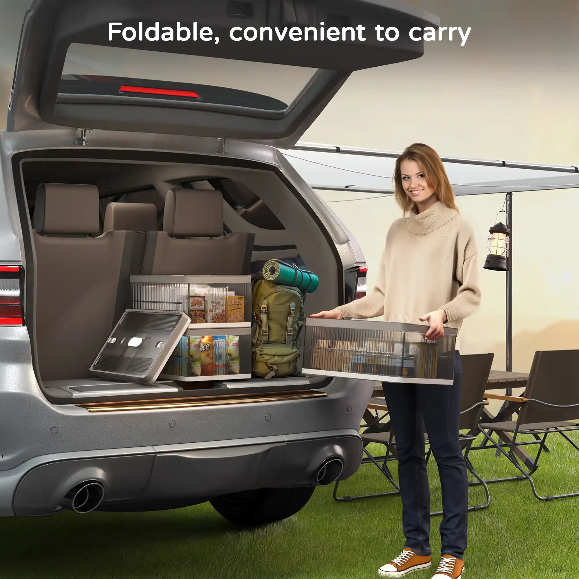 13.2" Stackable Foldable Storage Bins with Lids – Space-Saving & Easy to Use for Toys, Clothes