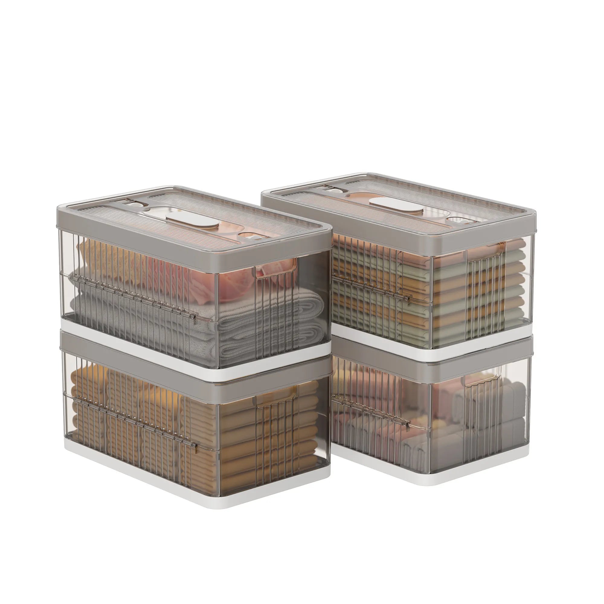 13.2" Stackable Foldable Storage Bins with Lids – Space-Saving & Easy to Use for Toys, Clothes