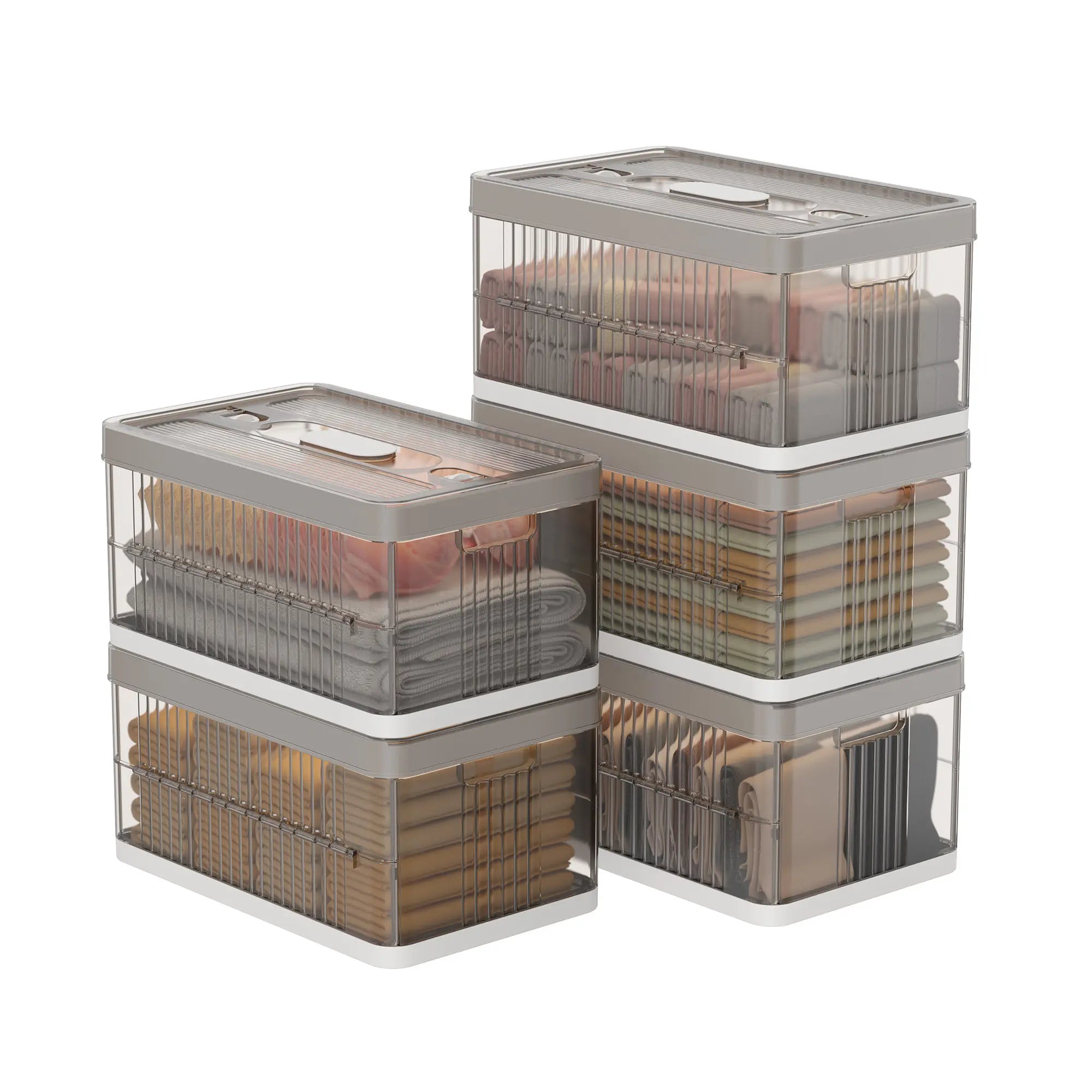 13.2" Stackable Foldable Storage Bins with Lids – Space-Saving & Easy to Use for Toys, Clothes