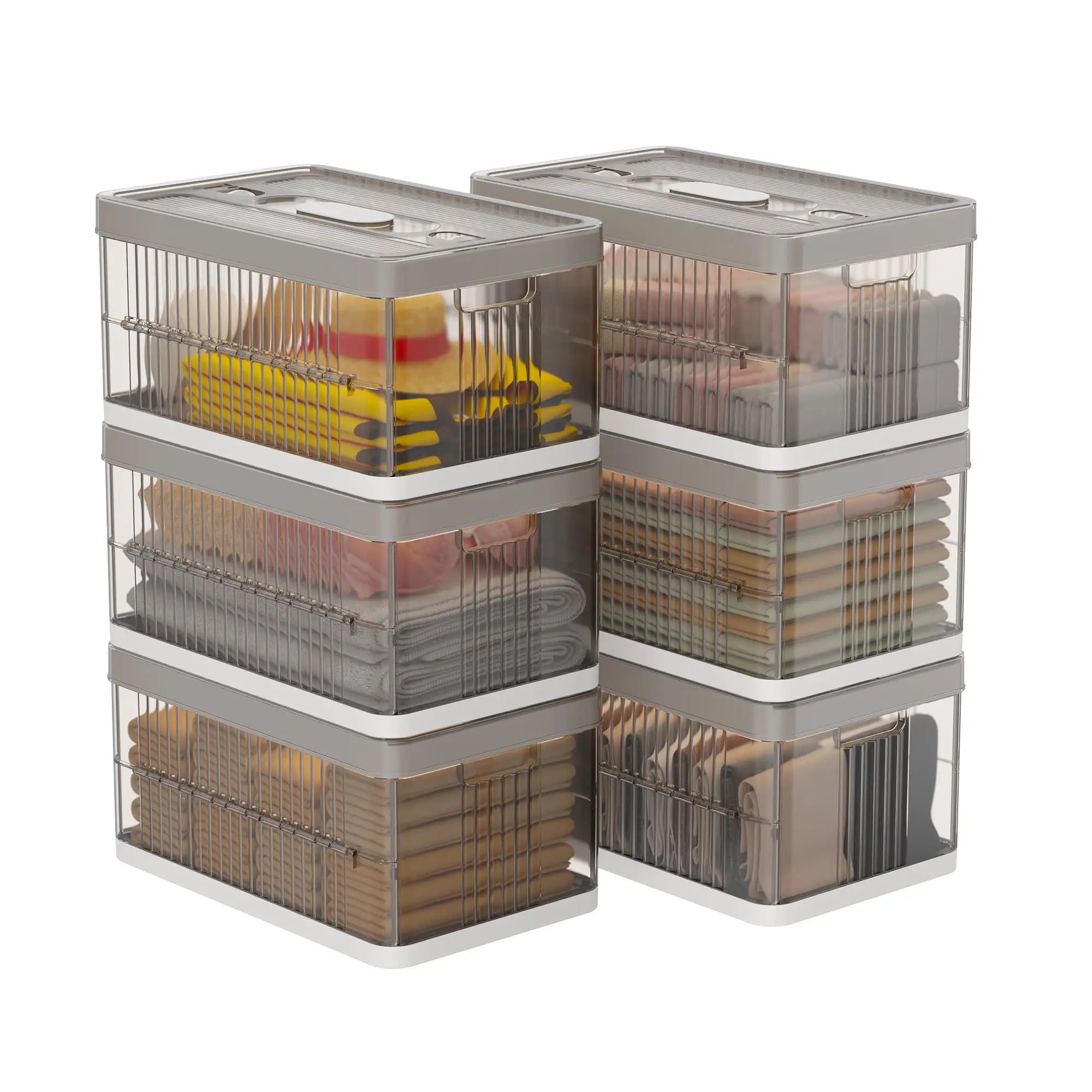 13.2" Stackable Foldable Storage Bins with Lids – Space-Saving & Easy to Use for Toys, Clothes