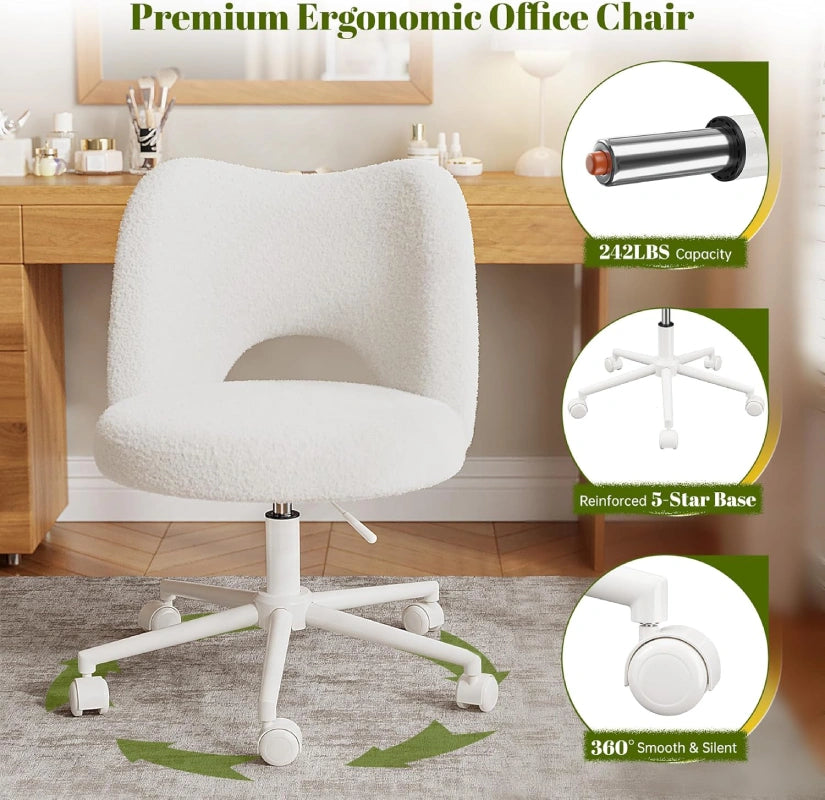 ErgonomicVanityChairwithBack_CuteDeskChairwithWheels