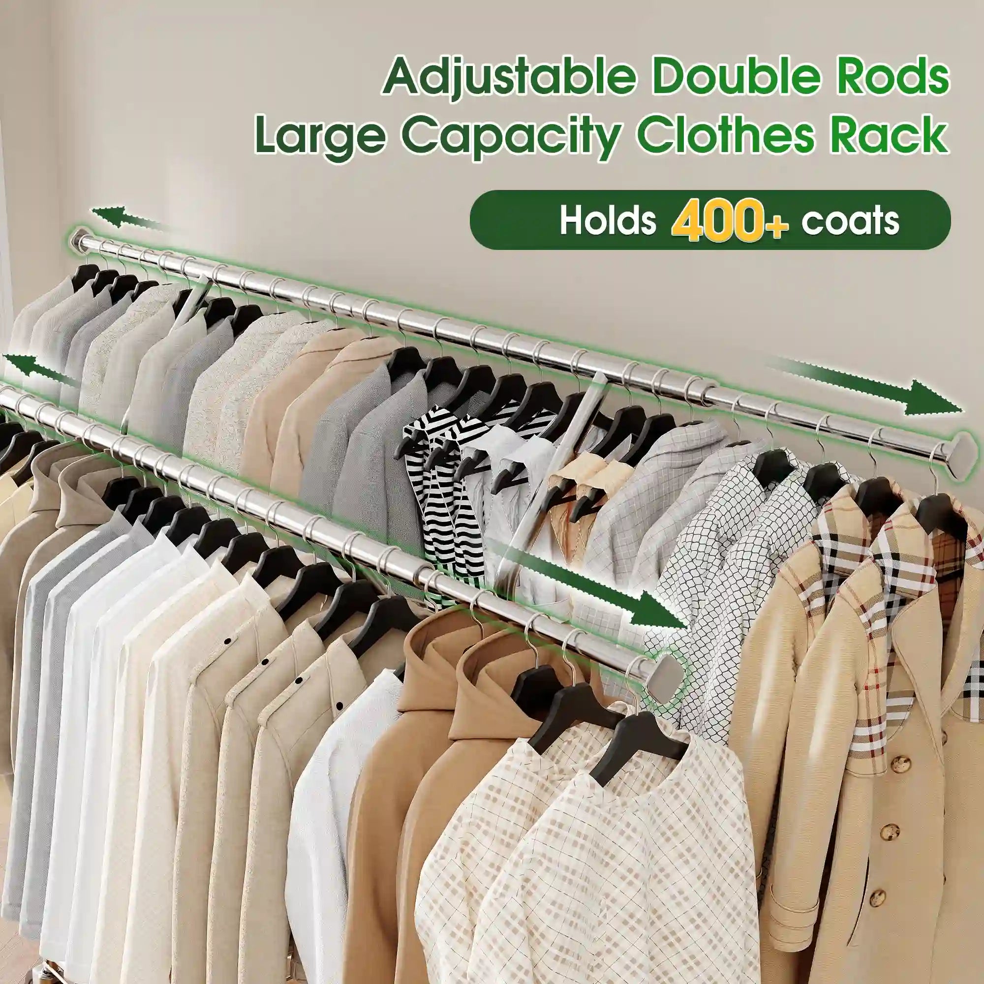 Extra-large capacity clothes rack, can hold 400 coats