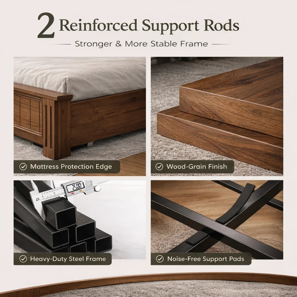 Farmhouse King size Platform Bed Frame With Storage