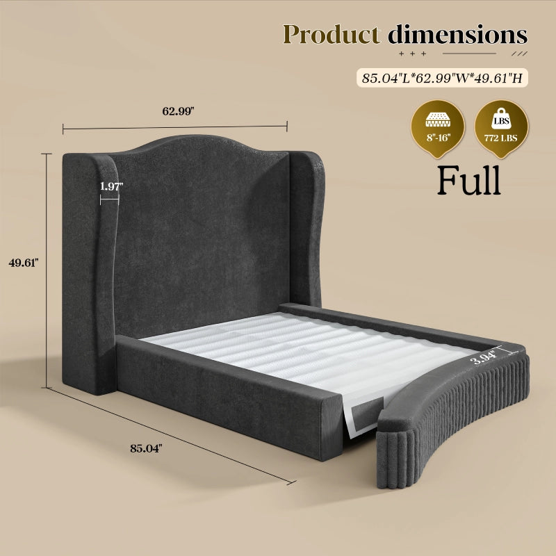 Designed as a Full Size Upholstered Bed Frame, this cozy platform bed offers a comfortable and stylish sleeping solution for guest rooms, bedrooms, and smaller spaces.
