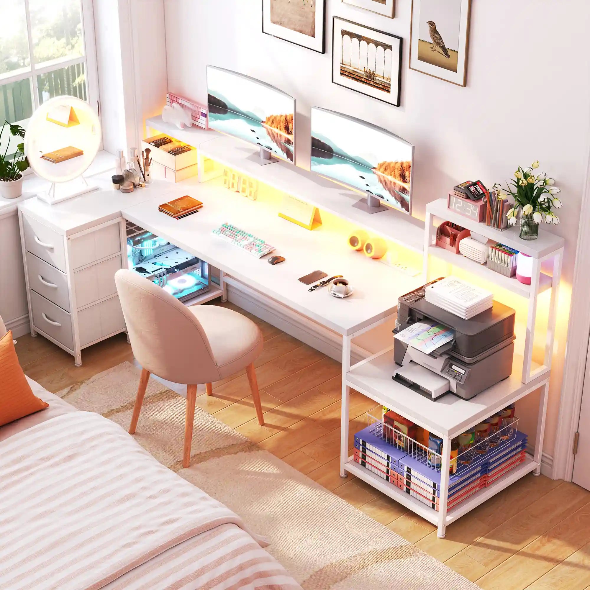 GamingDeskwithPowerOutlet-White-7