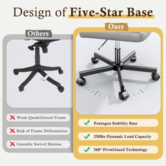 Ergonomic Computer Chair with Cross-Legged Comfort & 5-Leg Stability – Ideal for Home Office, Study & Relaxation