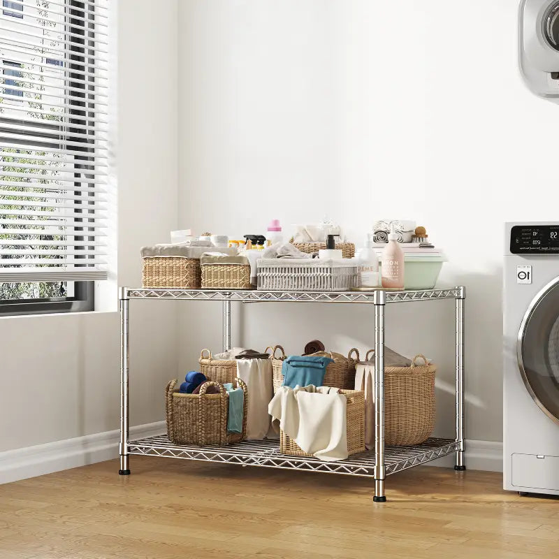 Snhomee 35.4"W Wire Storage Shelves,Height Adjustable Metal Shelving ,Heavy-Duty Storage Shelves,Suitable for Laundry Bathroom Kitchen