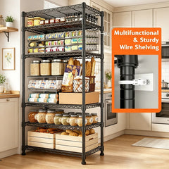 Snhomee 6 Tier Metal Wire Storage Shelf, 1000 LBS Heavy Duty Adjustable Wire Rack, Multipurpose Organizer for Garage Pantry Closet Outdoor