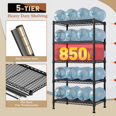 Snhomee Heavy Duty Wire Shelving Rack 5-Tier Metal Storage Shelves Adjustable Kitchen Laundry Room Shelving