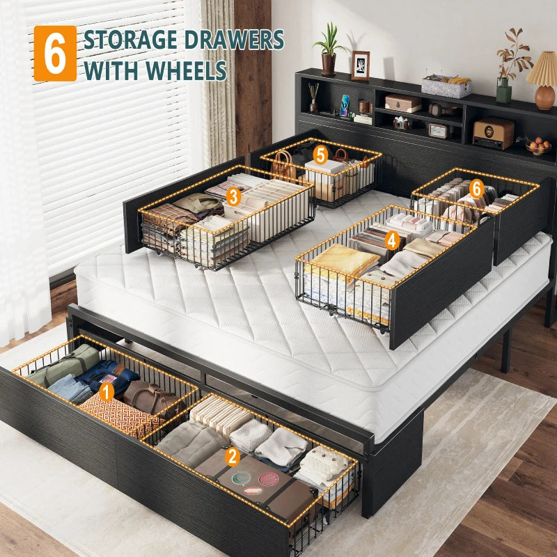 King Size_Bed_Frame_with_6 Drawers