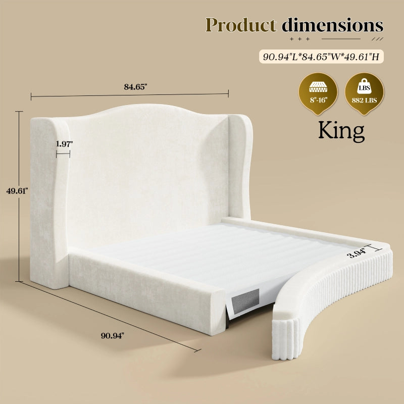 With support up to 882 lbs, Designed for an 8–16 inch mattress, this platform bed accommodates different mattress heights while maintaining a secure fit.