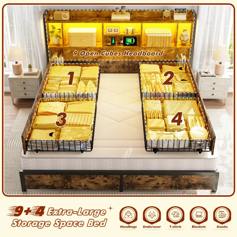 With 9 open cubes and 4 extra-large storage compartments