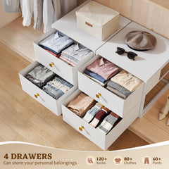 2-Pack Stackable Storage Drawers, Fabric Drawer & Wood Top & Metal Frame,For Home, Bedroom & Office