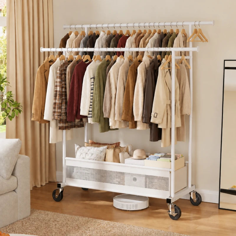 Use the large garment rack for bedroom clothing storage to create a dedicated station for hanging and organizing outfits.