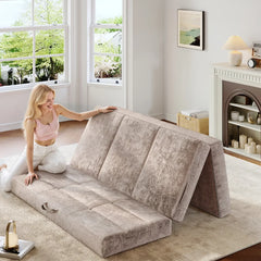 Snhomee Foldable Mattress, Trifold Mattress for Sofa Bed  & Guest Bed , Versatile Folding Solution with Handle, Portable Floor Mat for Living Room, Yoga, Camping