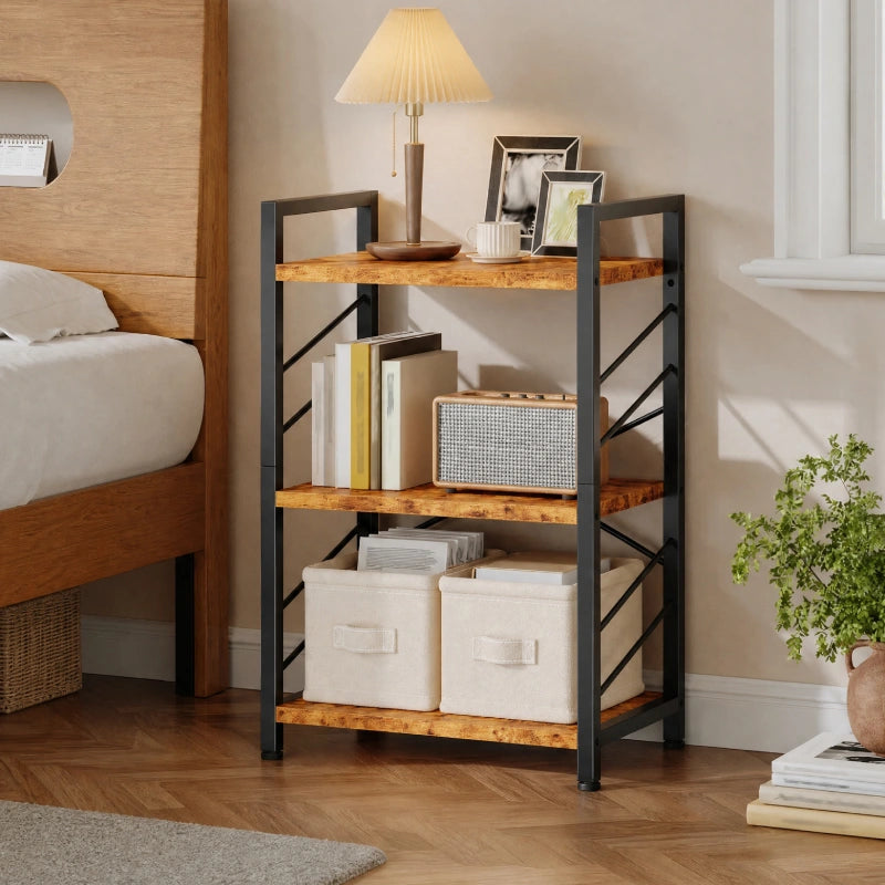 Snhomee Metal Bookshelf, Metal Frame with 2 Sidebars, Easy Assembly，Multi-layer Organizer for Home Office & Bedroom