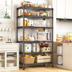 Snhomee 6 Tier Metal Wire Shelving, 1000 LBS Heavy Duty Storage Shelf, Adjustable Height Wire Rack, Multipurpose Organizer Shelves for Pantry, Closet, Garage, Outdoor Storage
