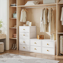 2-Pack Stackable Storage Drawers, Fabric Drawer & Wood Top & Metal Frame,For Home, Bedroom & Office