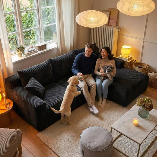 97" L-Shaped Modular Sectional Sofa with Deep Seat, Cloud Couch with Chaise, 6 Layouts Combination,Flexible Module Combination for Living Room, No Assembly 2000
