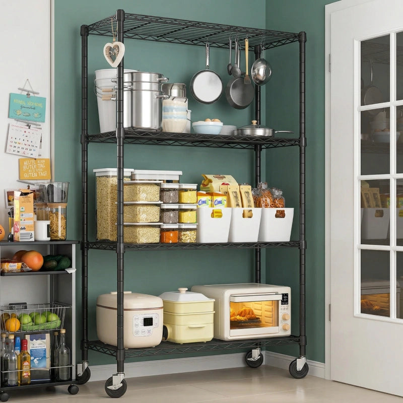 Snhomee Adjustable Metal Wire Shelving Unit, Multipurpose Storage Shelves for Kitchen Pantry Dorm Patio Backyard Indoor & Outdoor