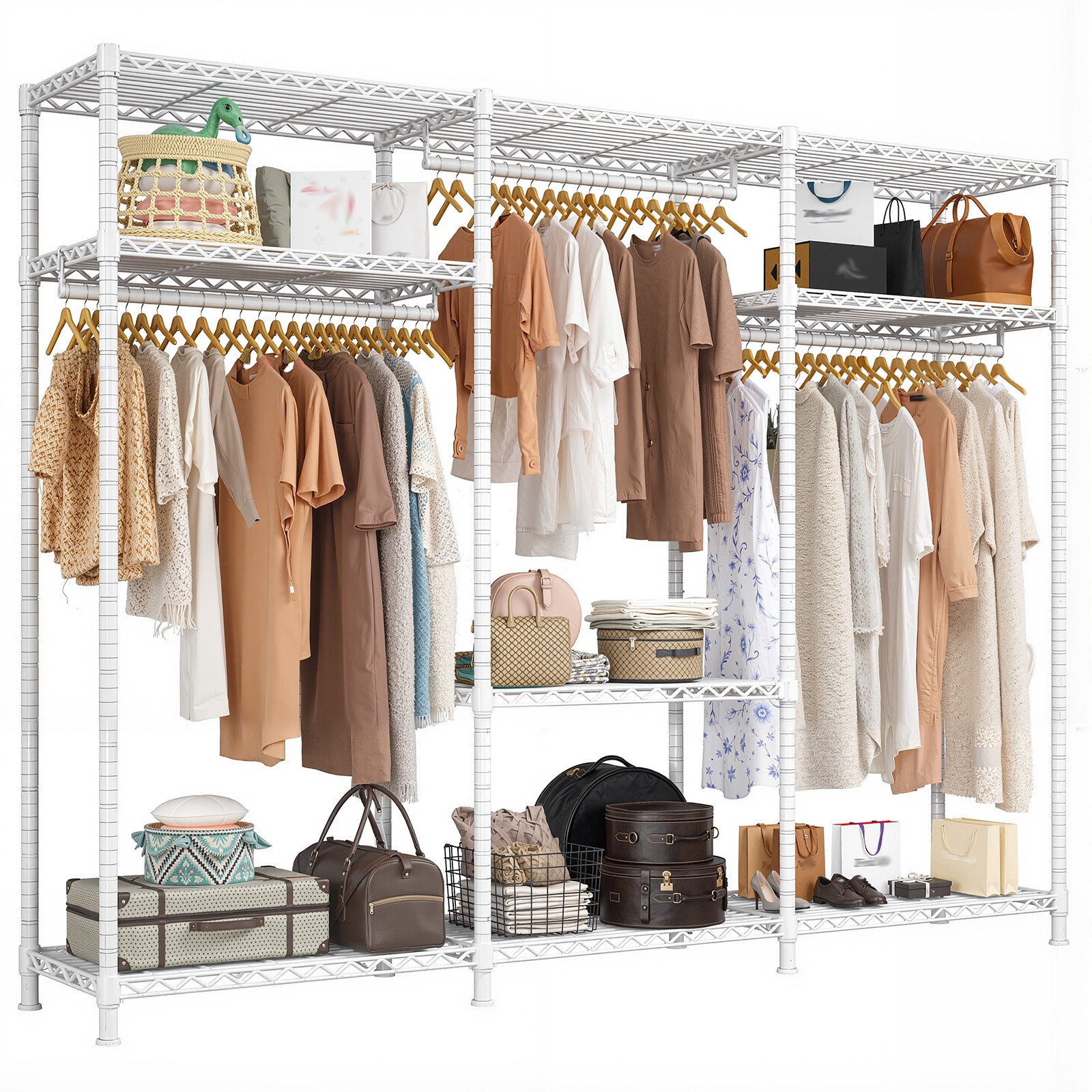 795lb Heavy Duty Clothing Rack - Portable Metal Garment Rack with Shelves, Commercial/Home Use-Home Storage > Clothes Rack-snhomee