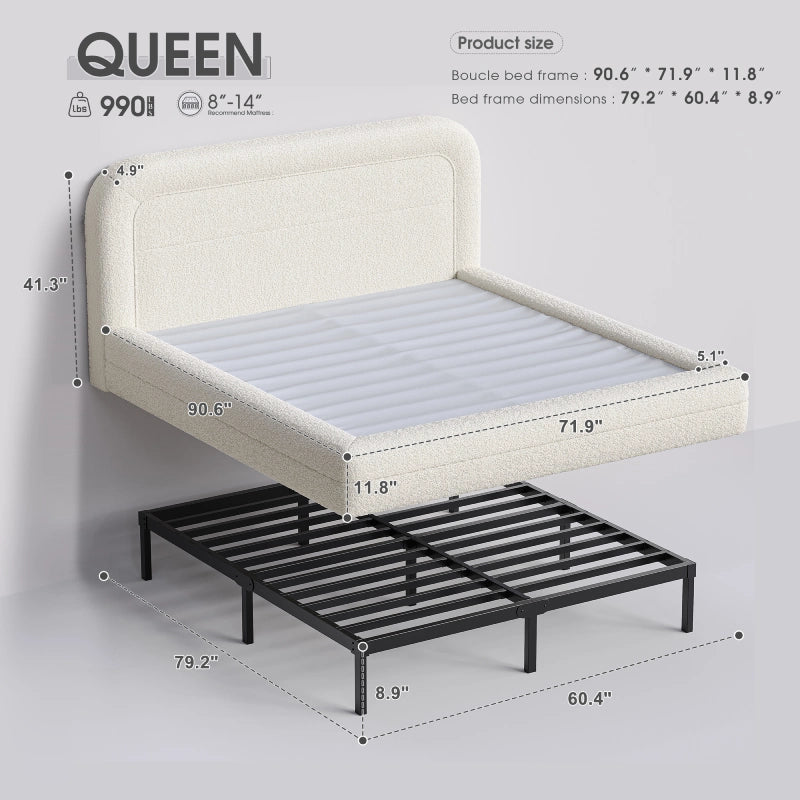 This Queen platform bed with headboard is ideal for couples, master bedrooms, and apartment spaces.