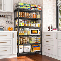 Snhomee 6-Tier Metal Shelving Unit,21.5"W Metal Wire Rack,1000LBS Heavy Duty Wire Shelving with Anti-Tipping Kit, No Tools Needed,Adjustable Storage Shelves for Kitchen Pantry Closet