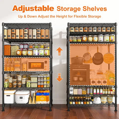 Snhomee 6-Tier Metal Shelving Unit,21.5"W Metal Wire Rack,1000LBS Heavy Duty Wire Shelving with Anti-Tipping Kit, No Tools Needed,Adjustable Storage Shelves for Kitchen Pantry Closet