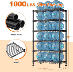 Snhomee 6-Tier Metal Shelving Unit,21.5"W Metal Wire Rack,1000LBS Heavy Duty Wire Shelving with Anti-Tipping Kit, No Tools Needed,Adjustable Storage Shelves for Kitchen Pantry Closet