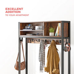 Snhomee Hall Tree Coat Rack Freestanding with Bench&Shoe Storage,with 12 Hooks for Entryway