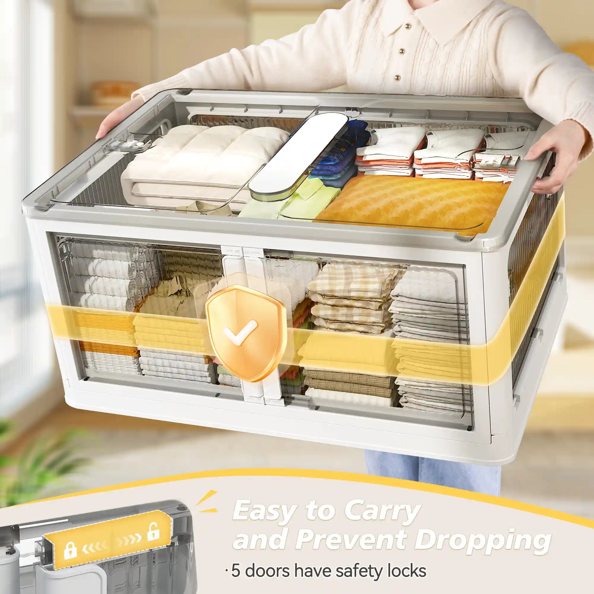 Stackable Storage Bins,Storage Bins With Lids For Bedroom Office Kitchen