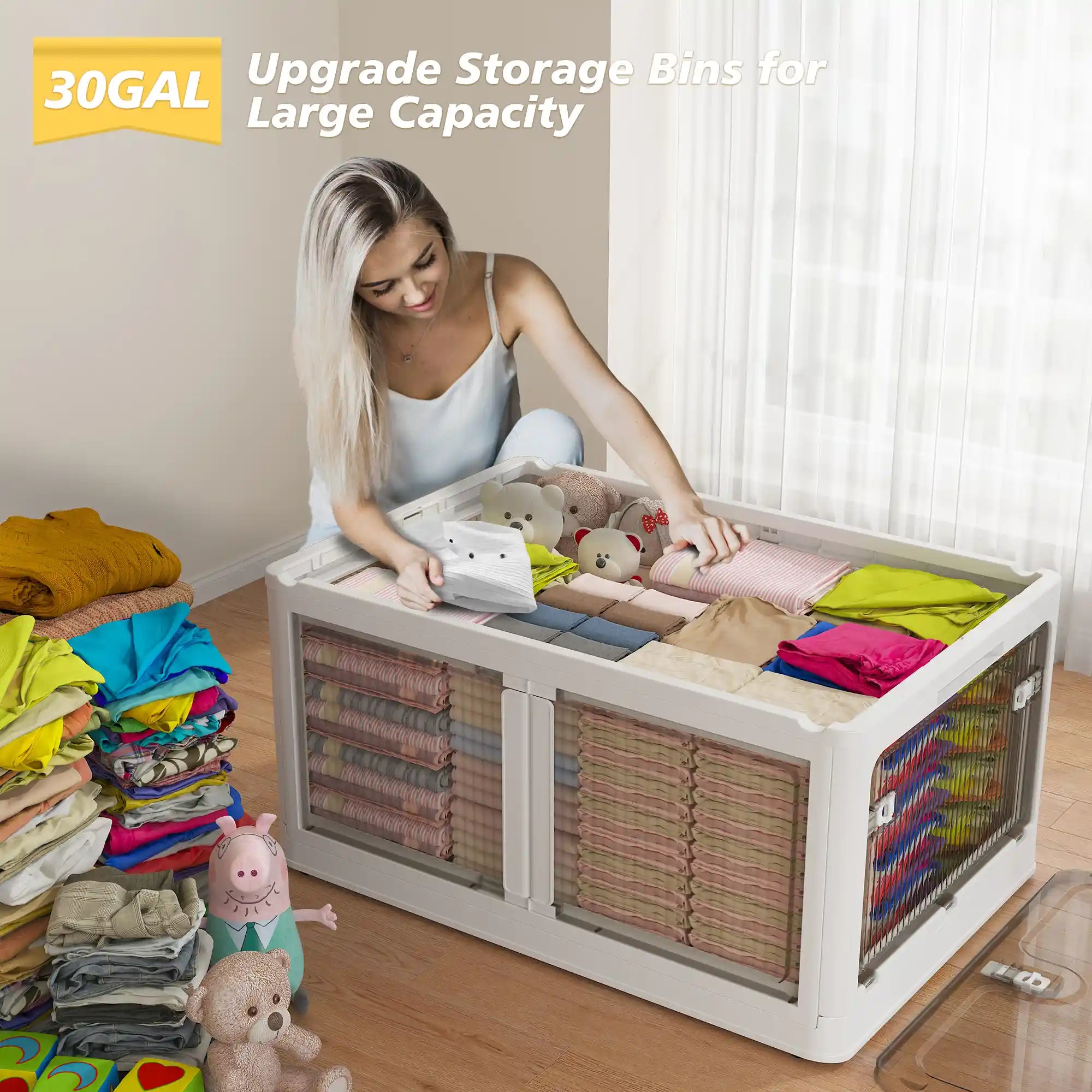 Stackable Storage Bins,Storage Bins With Lids For Bedroom Office Kitchen