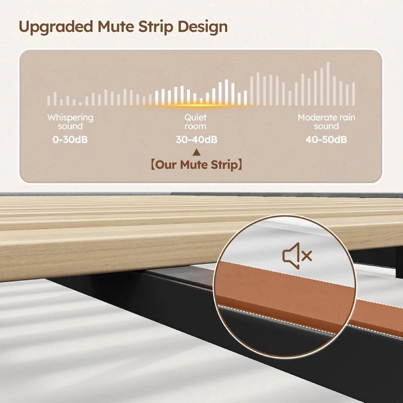 Snhomee Heavy Duty Platform Bed Frame with Storage Drawers - Silent 1200LB Capacity, No Box Spring Needed, Upholstered Headboard
