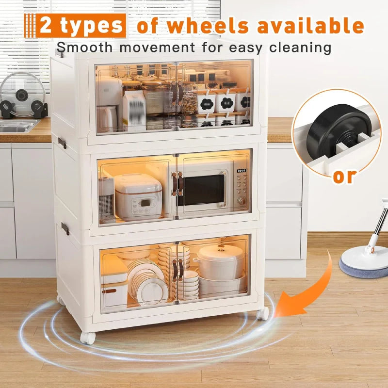 Storage Bins with Lids, Collapsible and Stackable Storage Bins on Wheels Space-Saving & Easy to Use