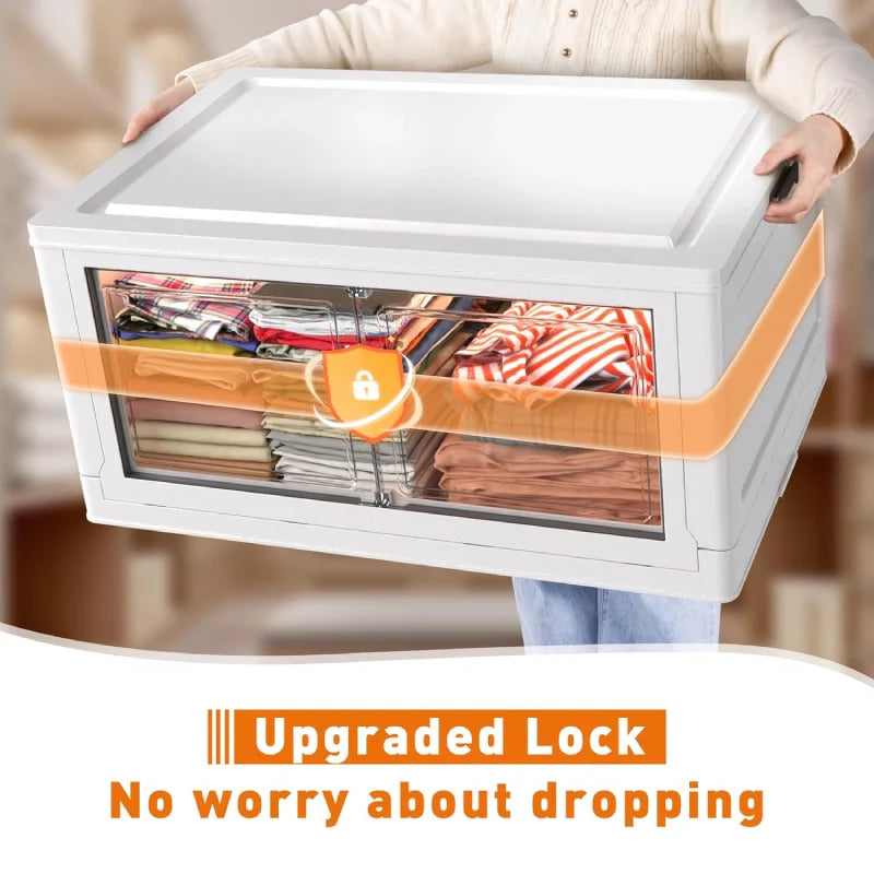 Storage Bins with Lids, Collapsible and Stackable Storage Bins on Wheels Space-Saving & Easy to Use