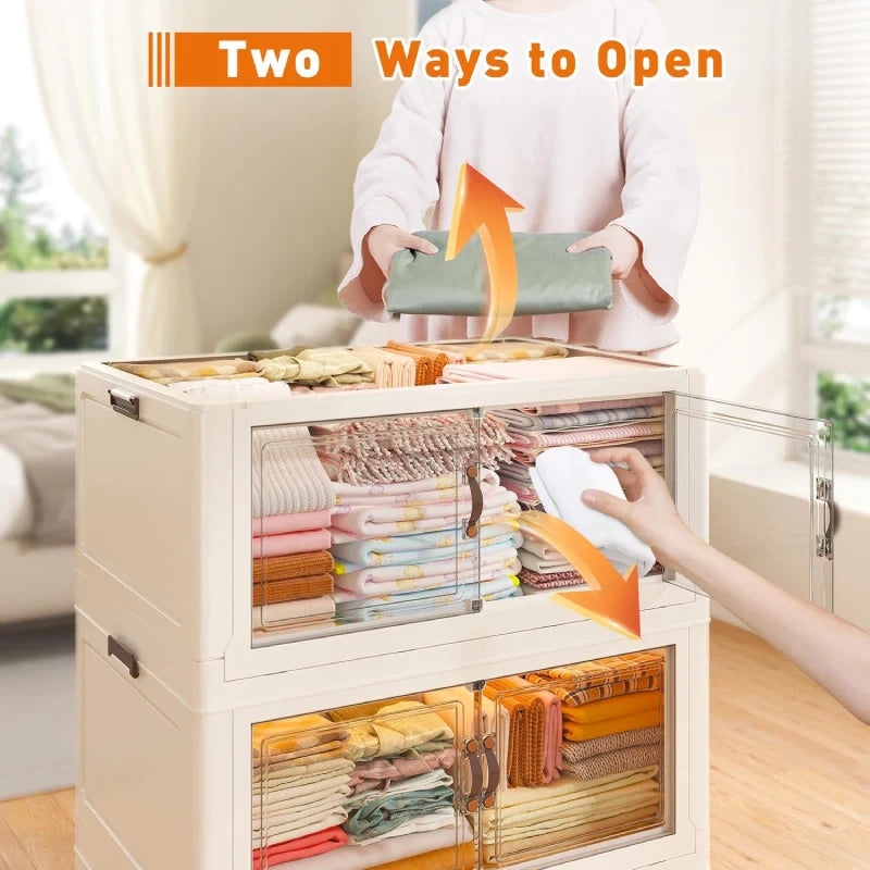 Storage Bins with Lids, Collapsible and Stackable Storage Bins on Wheels Space-Saving & Easy to Use