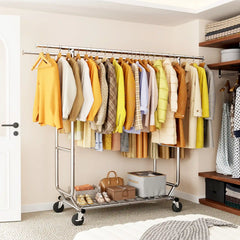 Snhomee Rolling Clothes Rack with Wheels,630LBS Heavy Duty Metal Adjustable Clothes Rack for Hanging,Garment Rack for Bedroom