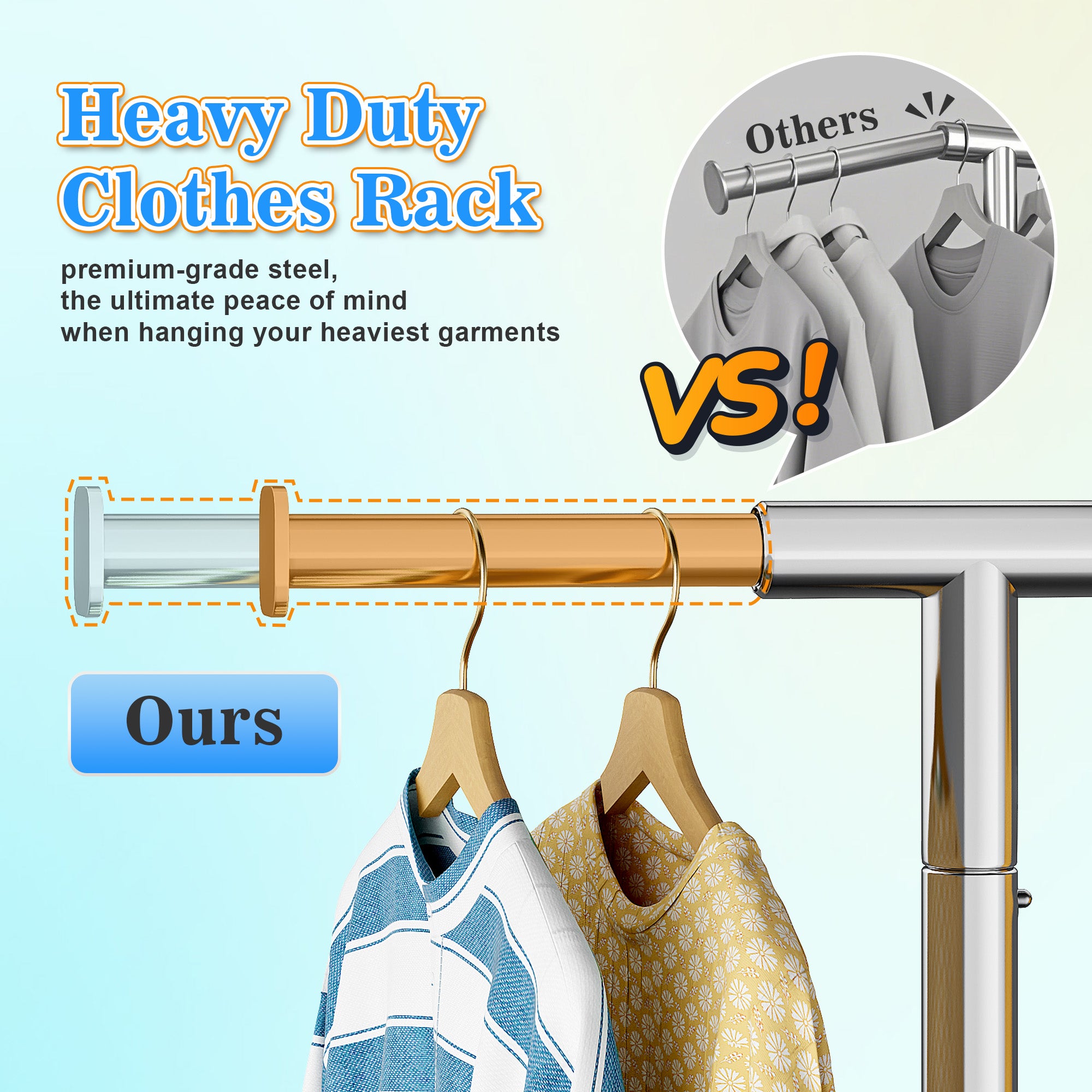 Snhomee 75"W 485LBS Clothes Rack, Metal Garment Rack With Wheels, Adjustable  Rolling Clothing Rack,  Portable Clothes Rack For Dorm