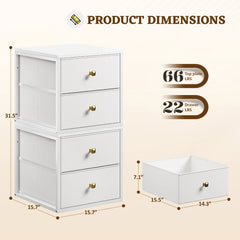 2-Pack Stackable Storage Drawers, Fabric Drawer & Wood Top & Metal Frame,For Home, Bedroom & Office